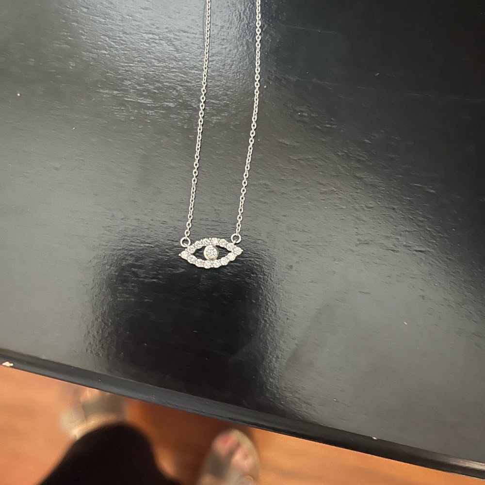 Silver and Diamond Evil Eye Pendant Necklace